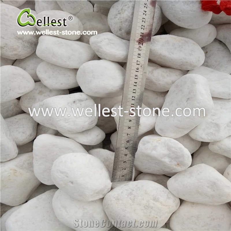 White Pebble Stone Gravels for Drivewey Walkway Tumbled Finish