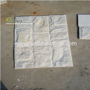 White Quartzite Mushroom Cubestone for Wall Cladding ,Mushroom Tile