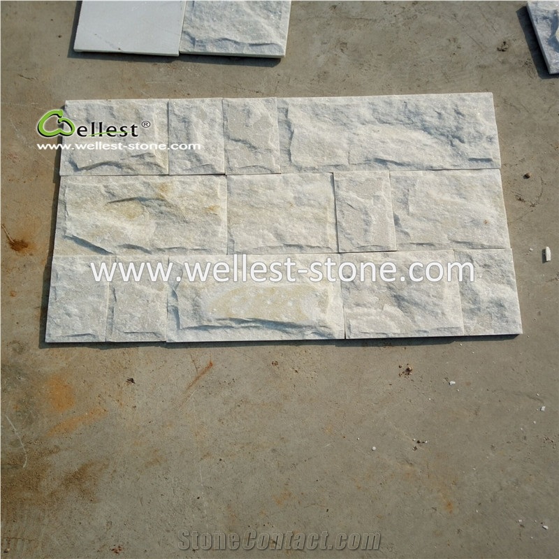 White Quartzite Mushroom Cubestone for Wall Cladding ,Mushroom Tile