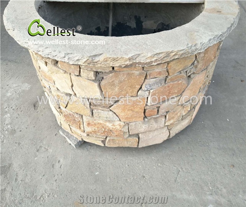 Yellow Slate Ledge Stone for Flower Pots Outdoor Planters
