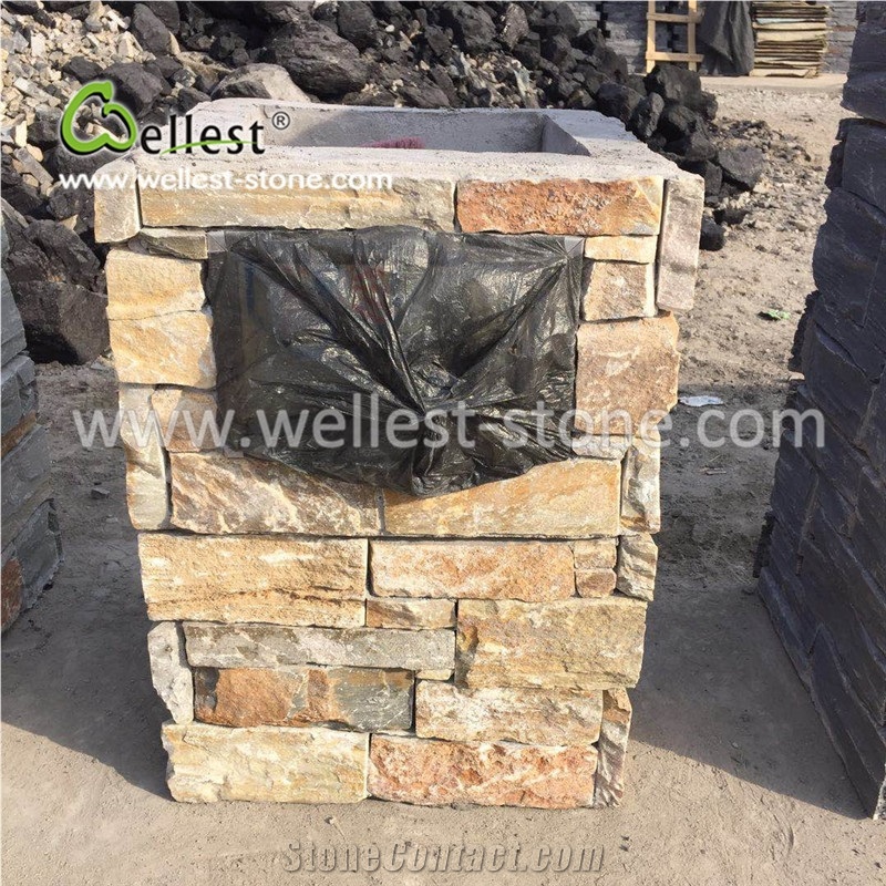 Yellow Slate Letter Blox Column Blox Stone Post Gate Pillar
