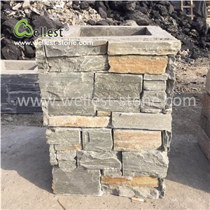 Yellow Slate Letter Blox Column Blox Stone Post Gate Pillar