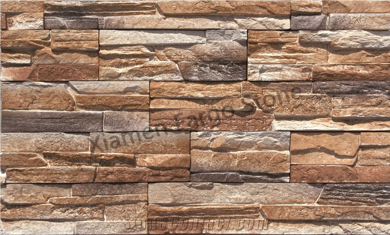 Fargo Beige Faux Stone Panel, Artificial Wall Cladding, Manmade Stone