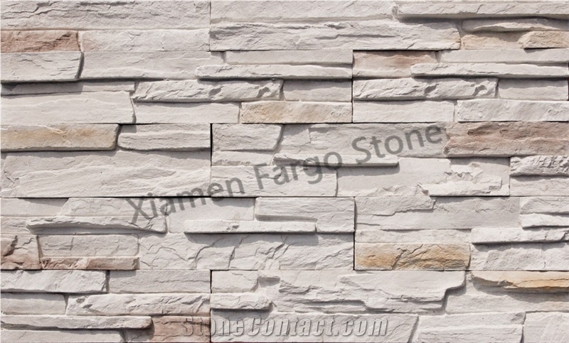 Fargo Beige Faux Stone Panel, Artificial Wall Cladding, Manmade Stone