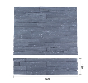 China Black Quartzite Stacked Stone Veneer Feature Wall Cladding Stone