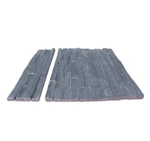 China Black Quartzite Stacked Stone Veneer Feature Wall Cladding Stone
