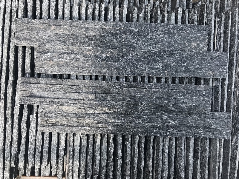 Black Quartzite 8 Slim Strips Cultured Stone Veneer Z Shape Ledger