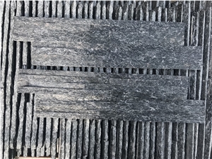 Black Quartzite 8 Slim Strips Cultured Stone Veneer Z Shape Ledger