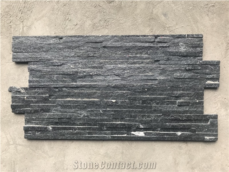 Black Quartzite 8 Slim Strips Cultured Stone Veneer Z Shape Ledger