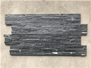 Black Quartzite 8 Slim Strips Cultured Stone Veneer Z Shape Ledger