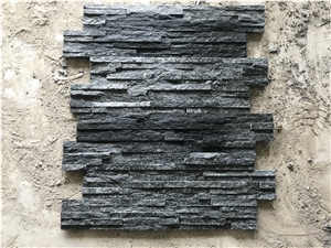 Black Quartzite Ledgestone, Wall Cladding Culture Stone 12 Strips