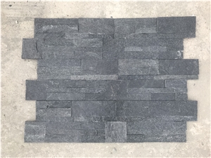 Black Quartzite Stacked Stone Panel, 35-18 Size Ledge Stone Z Shape Black Quartzite Stacked Stone Panel, 35-18 Size Ledge Stone Z Shape