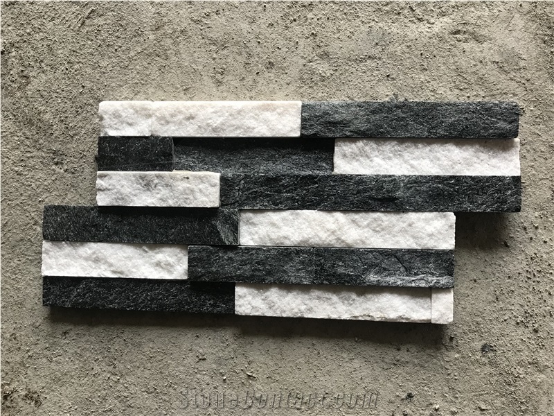 Black White Multicolo Quartzite Stacked Stone 35*18, Ledge Stone
