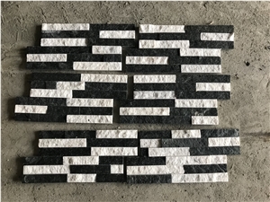 Black White Multicolo Quartzite Stacked Stone 35*18, Ledge Stone