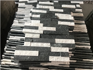 Black White Multicolo Quartzite Stacked Stone 35*18, Ledge Stone