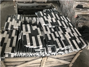 Black White Multicolo Quartzite Stacked Stone 35*18, Ledge Stone