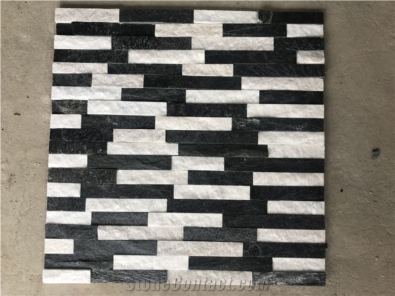 Black White Quartzite Stacked Stone, Natural Ledge Stone