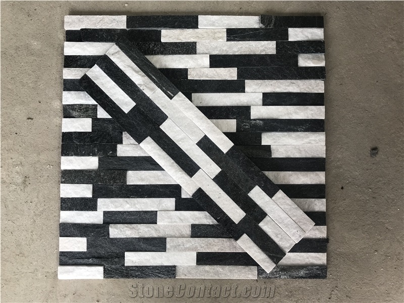 Black White Quartzite Stacked Stone, Natural Ledge Stone