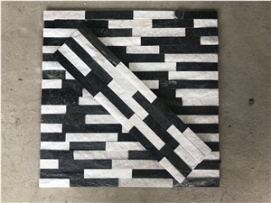 Black White Quartzite Stacked Stone, Natural Ledge Stone