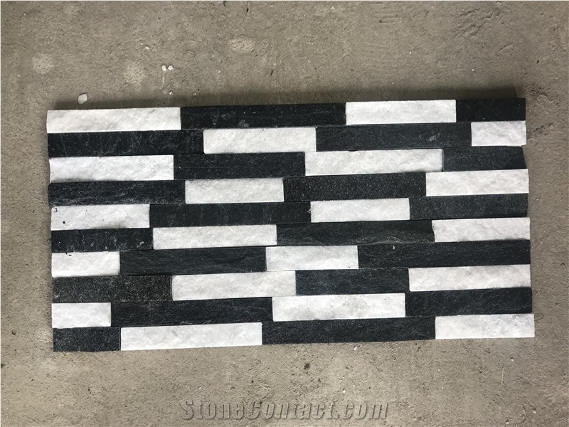 Black White Quartzite Stacked Stone, Natural Ledge Stone