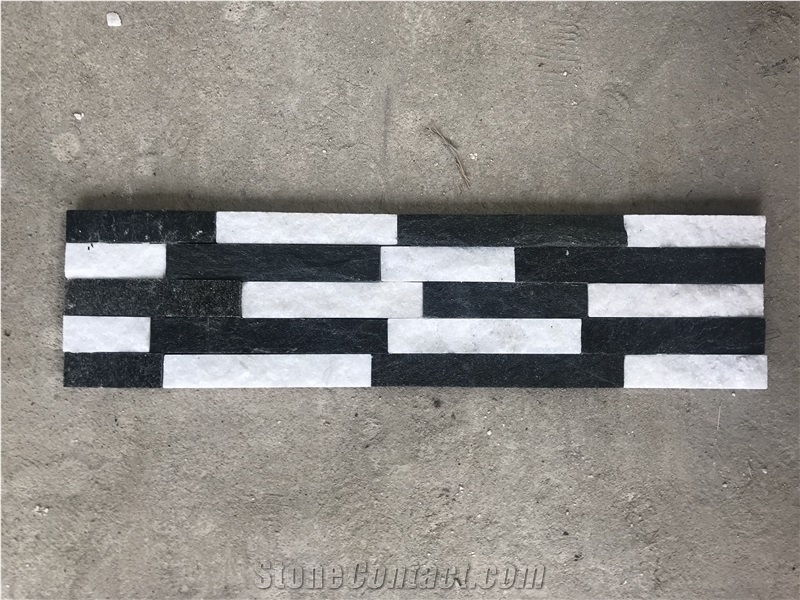 Black White Quartzite Stacked Stone, Natural Ledge Stone