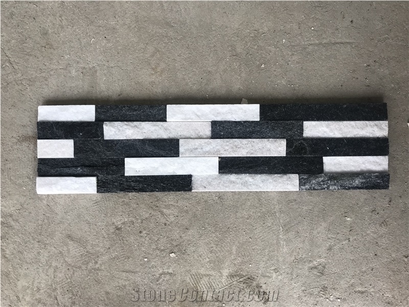 Black White Quartzite Stacked Stone, Natural Ledge Stone
