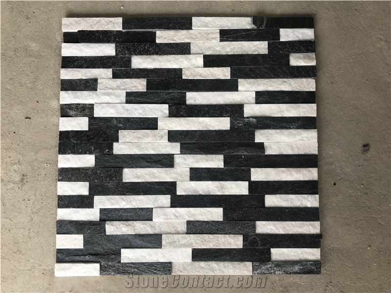 Black White Quartzite Stacked Stone, Natural Ledge Stone
