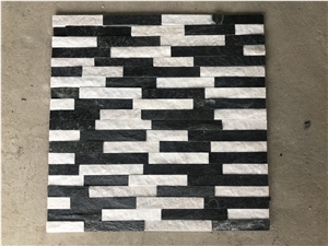 Black White Quartzite Stacked Stone, Natural Ledge Stone
