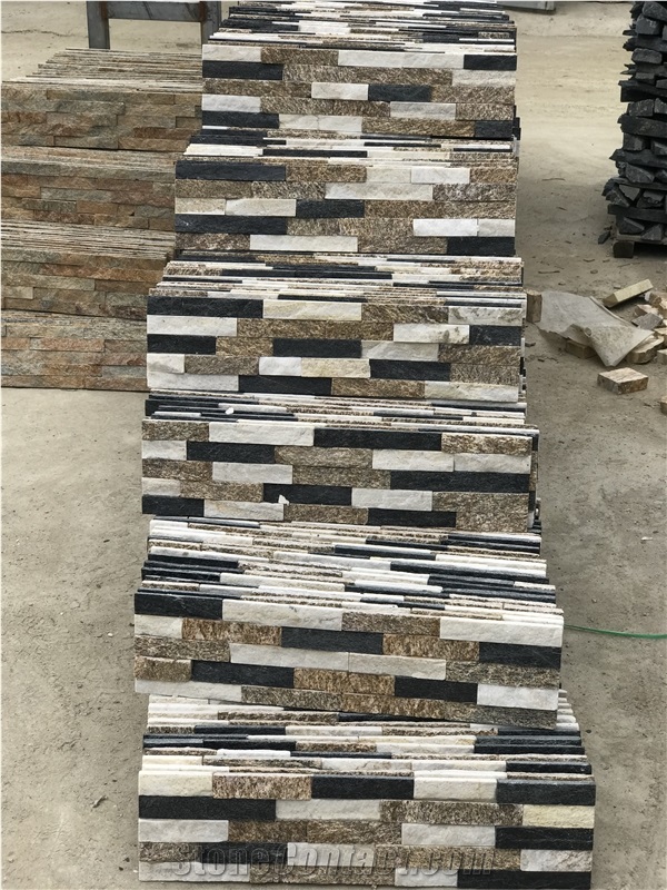Black White Yellow Multicolors Natural Quartzite Ledge Stone