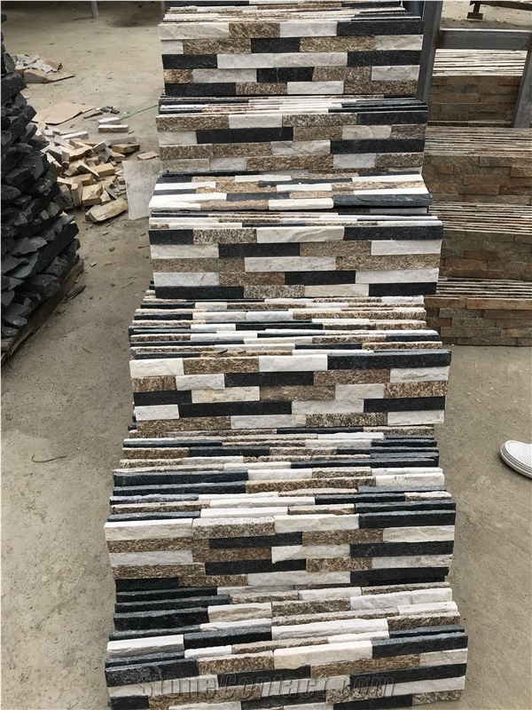 Black White Yellow Multicolors Natural Quartzite Ledge Stone