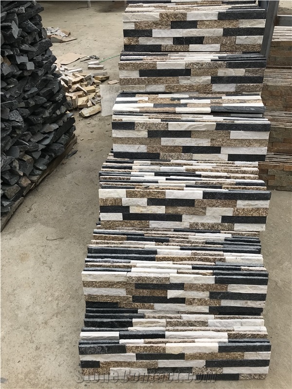 Black White Yellow Multicolors Natural Quartzite Ledge Stone