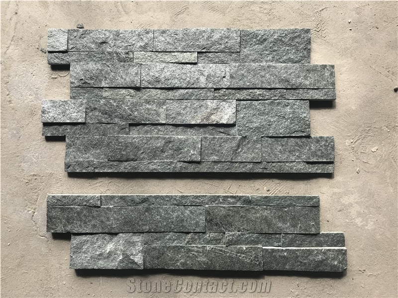 Green Split Face Ledge Stone Panels, Green Natural Quartzite / Granite