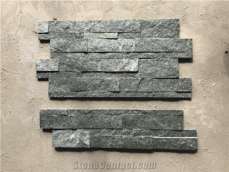 Green Split Face Ledge Stone Panels, Green Natural Quartzite / Granite