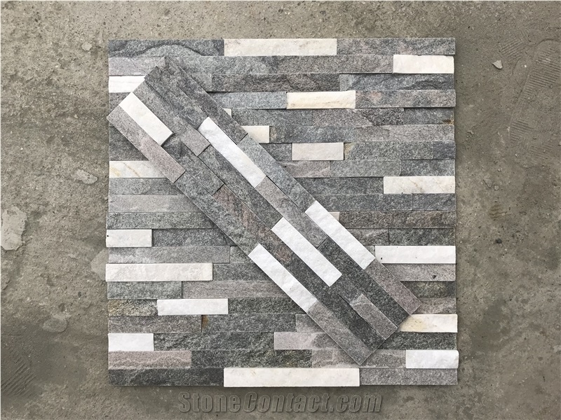 Grey White Quartzite Stacked Stone,Culture Stone,Natural Ledger