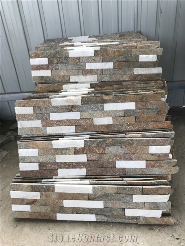 Mixed Colors Quartzite Stacked Stone, Culture Stone, Natural Ledger