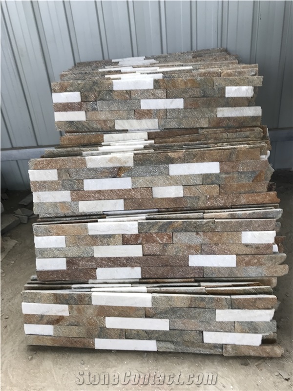 Mixed Colors Quartzite Stacked Stone, Culture Stone, Natural Ledger