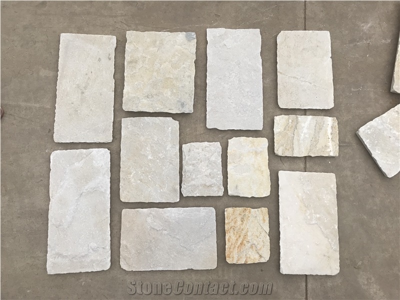 Natural White Quartzite Loose Stone Tiles, Wall Tiles