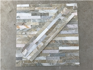 P014 Beige Stacked Stone, Natural Culture Stone, Yellow Ledge Stone
