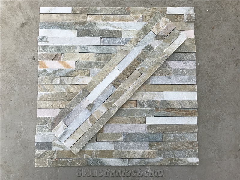 P014 Beige Stacked Stone, Natural Culture Stone, Yellow Ledge Stone