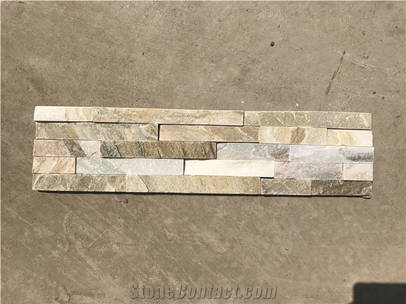 P014 Beige Stacked Stone, Natural Culture Stone, Yellow Ledge Stone