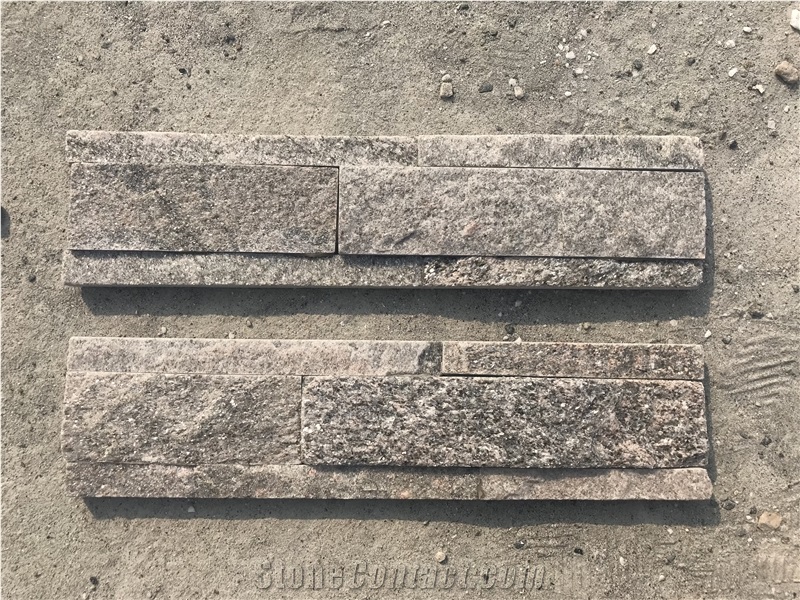 Pink Quartzite Stacked Stone, 7*30 Culture Stone, Ledge Stone