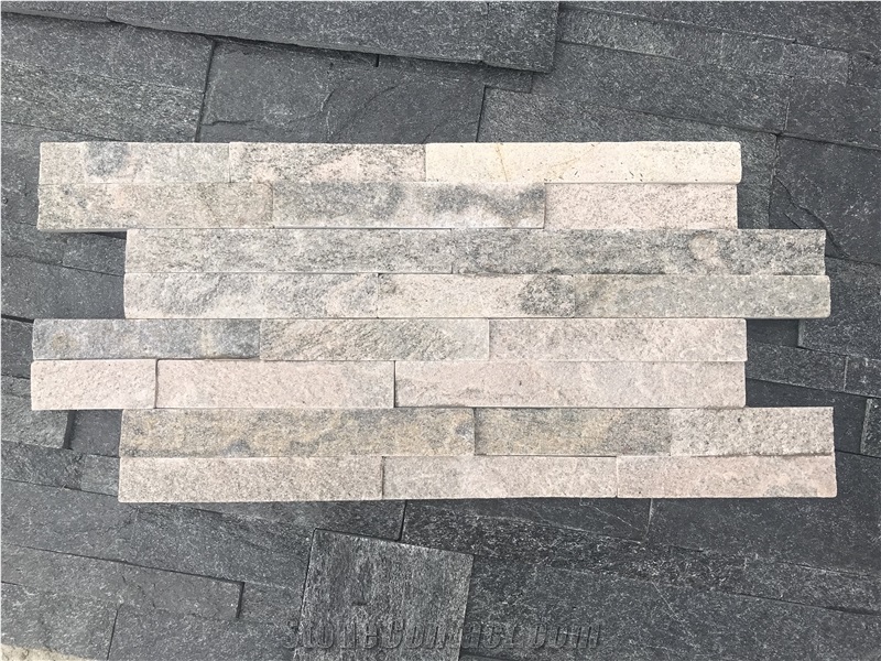 Pink Quartzite Stacked Stone, Natural Culture Stone, Pink Ledge Stone