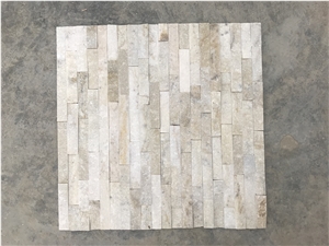 White Quartzite 5 Strips Straight Edges Ledge Cultured Stone Natural