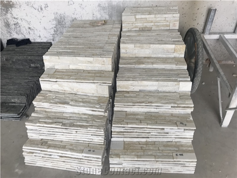 White Quartzite 5 Strips Straight Edges Ledge Cultured Stone Natural