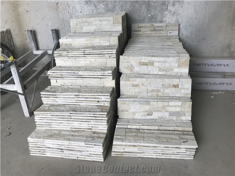 White Quartzite 5 Strips Straight Edges Ledge Cultured Stone Natural
