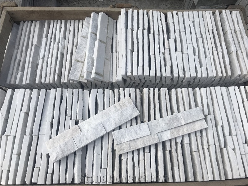 White Quartzite Stacked Stone, 7*30 Culture Stone, Ledge Stone
