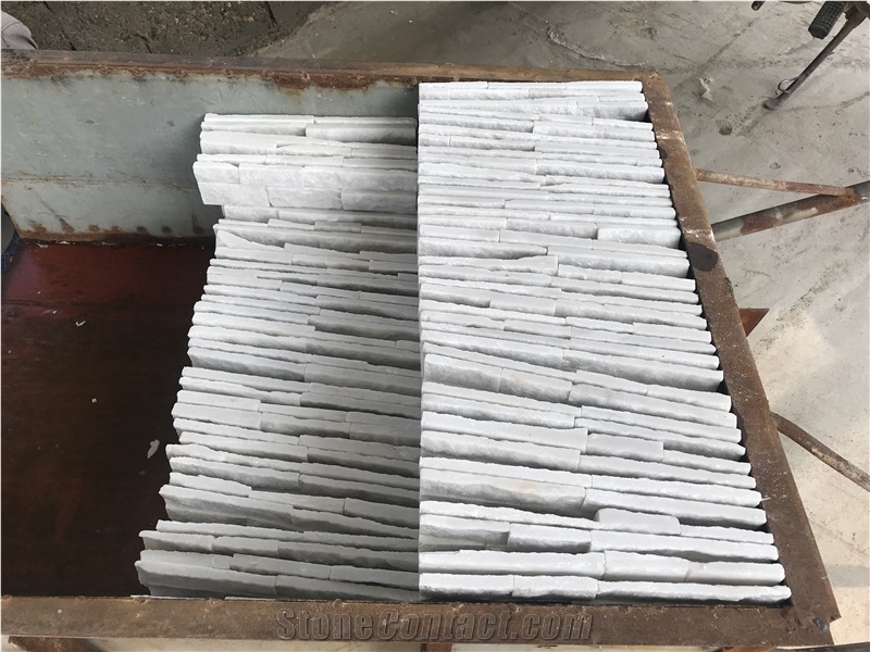 White Quartzite Stacked Stone, 7*30 Cultured Stone, Ledge Stone