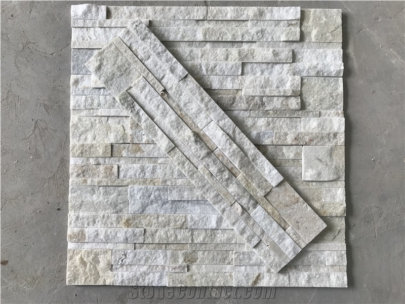 White Quartzite Stacked Stone, Natural Culture Stone, Ledge Stone