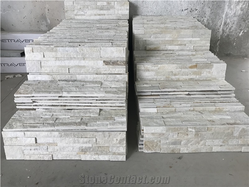 White Quartzite Stacked Stone, Natural Culture Stone, Ledge Stone