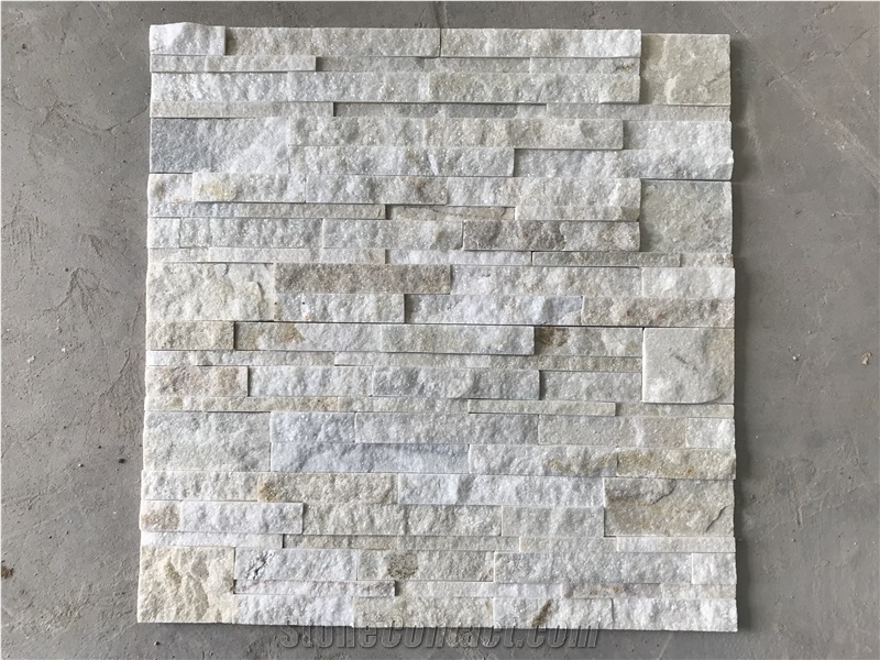 White Quartzite Stacked Stone, Natural Culture Stone, Ledge Stone